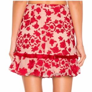 Lovers + Friends Red Floral Ruffle Mini Skirt